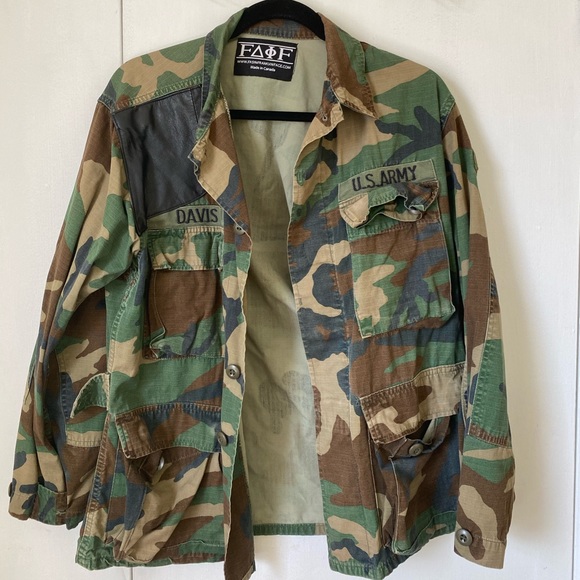 Camo Army Jacket Leather Patch Urban Outfitters